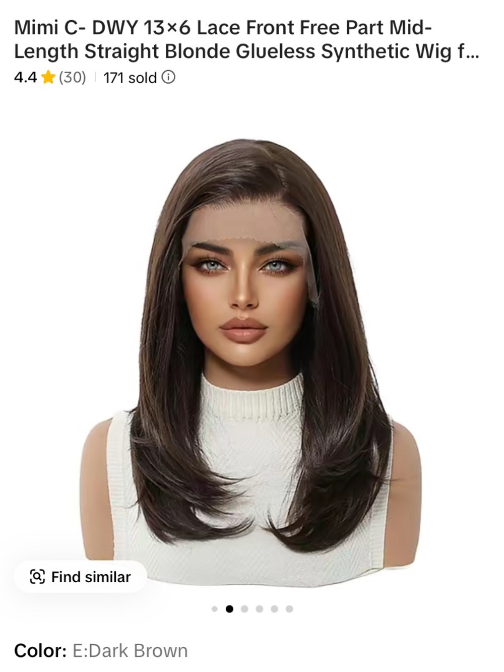 DWY Mimi 13x6 Lace Front Mid-Length Straight Wig - Dark Brown nwt pre cut lace